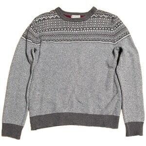 British‎ Khaki Fair Isle Sweater Men's Size S Brown Crewneck Cotton Wool Blend